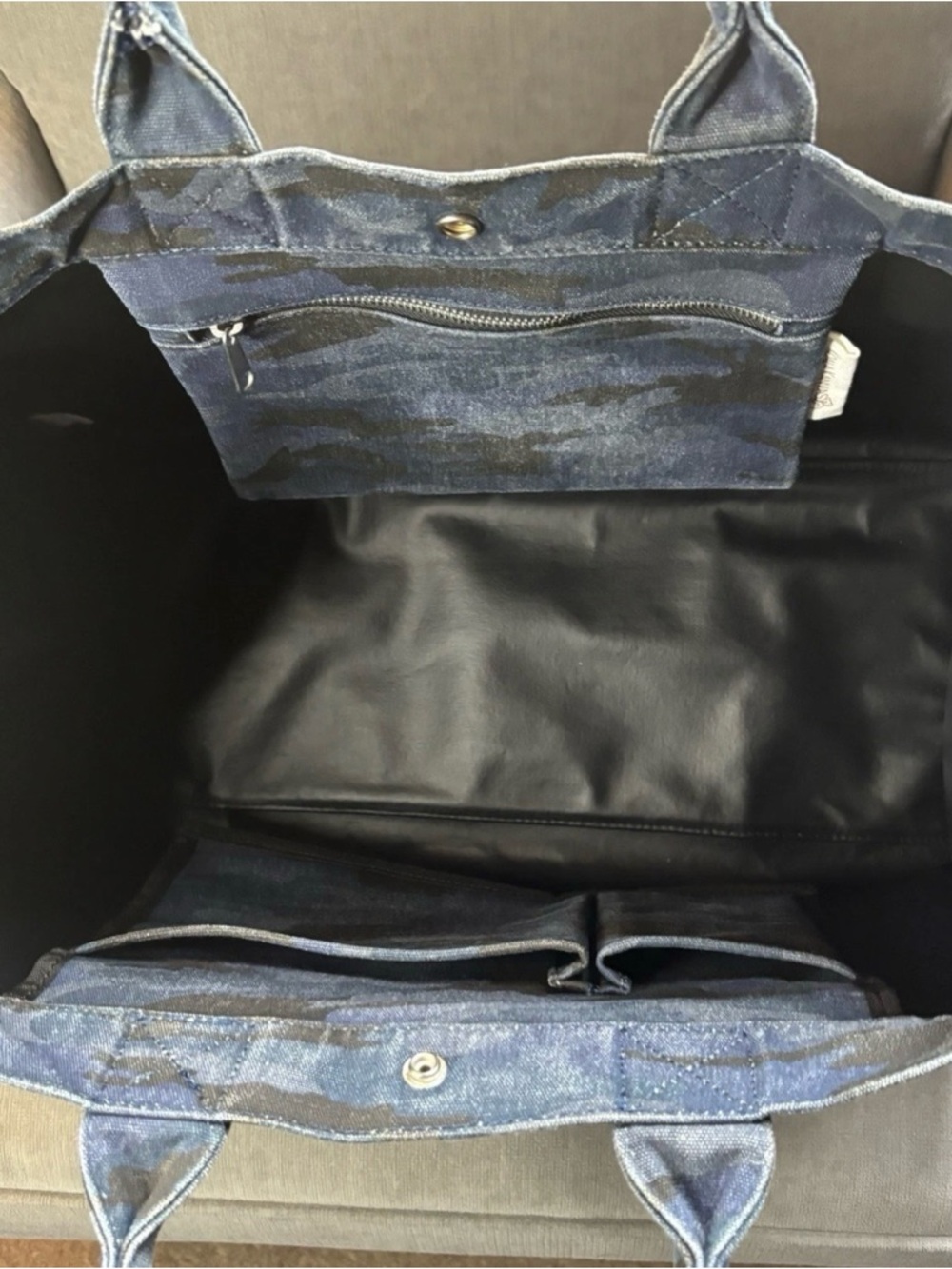 Koala Kanvas Blue Denim Camo Large Tote with Blue Glitter Front Stripes! ๐GUC๐ - Picture 12 of 16